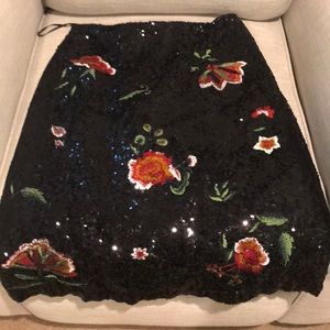 Anthropologie Sequin embroidered Skirt